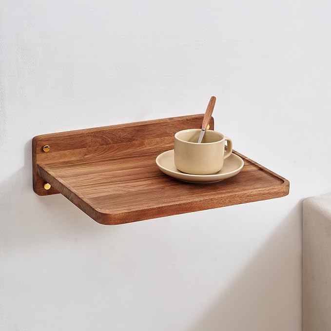 Acacia Wood Projector Shelf for Wall Mount, 14.2" x 11" Floating Shelf & Rack Holder for Router, Modem, Cable Box, Compatible with Gaming Consoles - Image 5