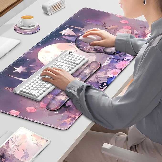 Large Desk Mat, Gaming Mouse Pad Desk Pad, Mousepad + Keyboard Wrist Rest - Image 7