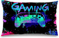 Gaming Pillowcase, 12x20, Blue, Flannel, for Game Room Decor, Teen Boy Room by Likjadjustfollowme
