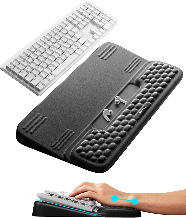 Vaydeer Keyboard Stand with Wrist Rest, Gaming Wrist Support Pad, Ergonomic Hand Rest Arm Memory Foam for Palm Typing Comfort, Keyboard Riser Holder Lifter Computer Desk Accessory Office Home-Black by Vaydeer