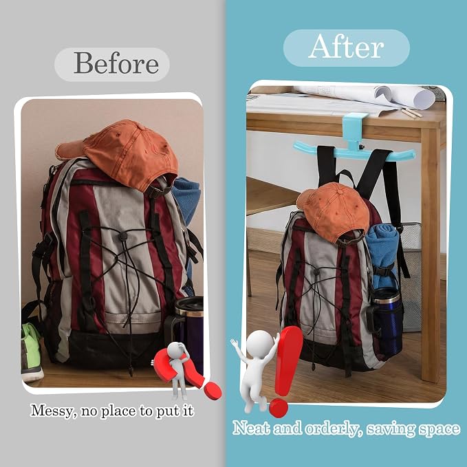 Geelin Bag Hook for Desk Table Heavy-Duty Backpack Hanger Clamp On Purse Holder Adjustable Under Desk Bag Hook for Headphones Handbag Hanger for Classroom Dorm Back to School(Blue) - Image 5
