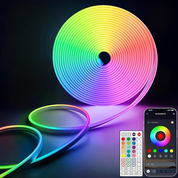 Lamomo LED Strip Lights RGB 16.4Ft, Neon Rope Lights with App Remote Control, Music Sync, Indoor IP65, Waterproof, Flexible DIY Lights Design for Bedroom, Living, Gaming Room, Party Decor by Lamomo