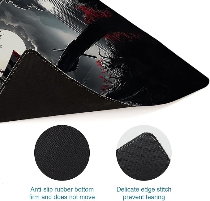 Large Gaming Mouse Pad, Japanese Samurai Desk Mat, XL Extended Big Mousepad with Non-Slip Rubber Base, Keyboard Computer Mat for Gamers, Office &Home, 31.5x11.8in, Red Maple - Image 5