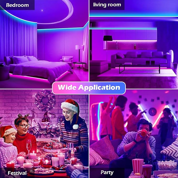 100ft Led Strip Lights,Long Smart Led Light Strips Music Sync 5050 RGB Color Changing Rope Lights,Bluetooth APP/IR Remote/Switch Box Control Led Lights for Bedroom,Home Decoration,Party,Festival - Image 8