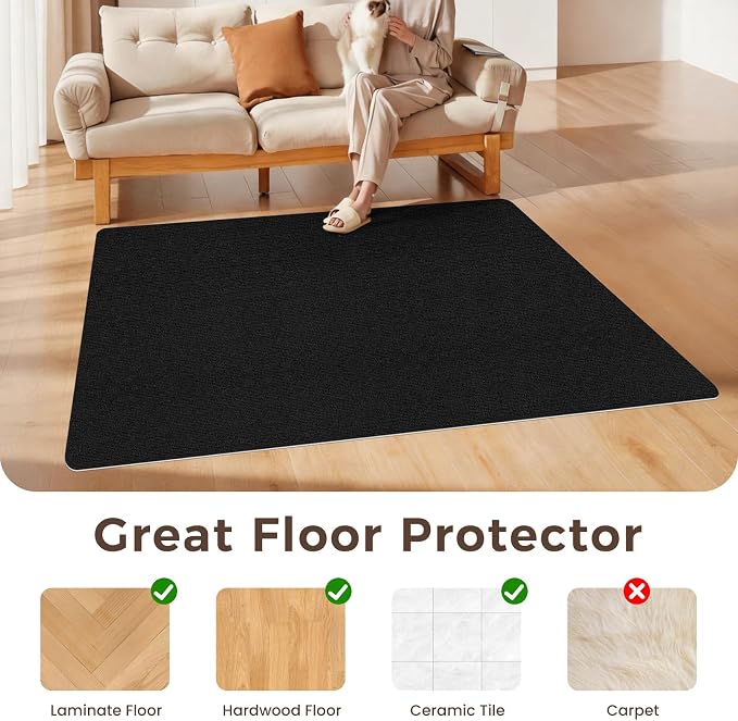 Sycoodeal Office Chair Mat for Hardwood Floor,Slip Resistant Floor Mat for Rolling Chairs,Easy to Clean,Large Floor Protector Office Computer Gaming Chair,Black(36"x48") - Image 4