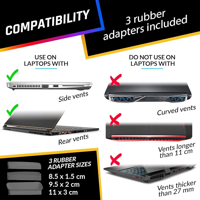 KLIM Tempest Laptop Cooler with Vacuum Fan - New - Gaming Laptop Fan with Display - Temperature Detection + Automatic/Manual Mode - 4000 RPM - Portable - Compatible with Laptop Cooling Pads - Image 7