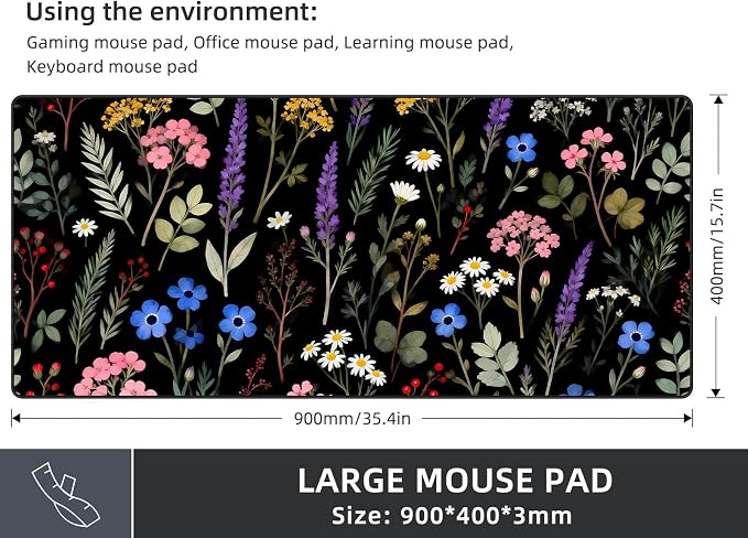 Rinaze Large Gaming Mouse Pad, Extended Mousepad with Superior Micro-Weave Cloth, Comfortable Desk Mat for Gamer, Office and Home 900x400 mm - Image 2