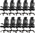 Marsail Ergonomic Office Chair with 3D Armrests, Pack of 10 | Office Desk Chair with High Back Mesh, Adjustable Lumbar Support, Rolling Work Swivel Task Chairs with Wheel, Headrest, home by Marsail