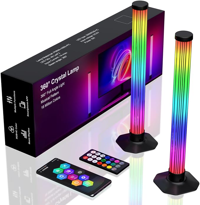 MIHEAL 360° RGB Light Bars LED TV Backlight with DIY Music Sync Modes Smart Bluetooth Control, 8 Scene Modes Color Light Bar for Room Decoration, Gaming, PC, TV … by Miheal