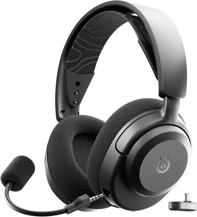 SteelSeries Arctis Nova 3P Wireless Multi-Platform Gaming Headset — Mobile App Control — 40 HR Battery — Neodymium Magnetic Drivers — 2.4GHz/Bluetooth — PS5, PS4, PC, Switch, Mobile — Black by Unknown