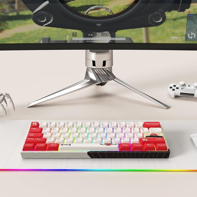 HITIME XVX M61 60% Mechanical Keyboard Wireless, Ultra-Compact 2.4G Rechargeable Gaming Keyboard, RGB Backlit Ergonomic, for Windows Mac PC Gamers(Izakaya Theme) - Image 6