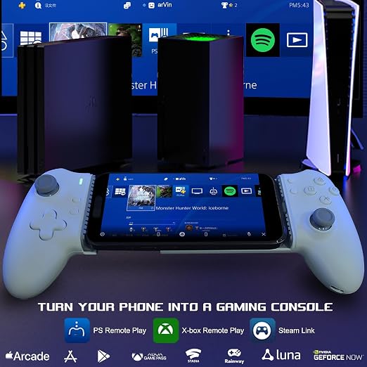 arVin USB C Mobile Gaming Controller for iPhone 17/16/15 Series & Android (USB-C) Plug & Play - Remote Play for PS5/PS4/Xbox/PC Consoles, Cloud Game, Emulator, with Hall Effect Joysticks/Turbo/Back keys - Image 2