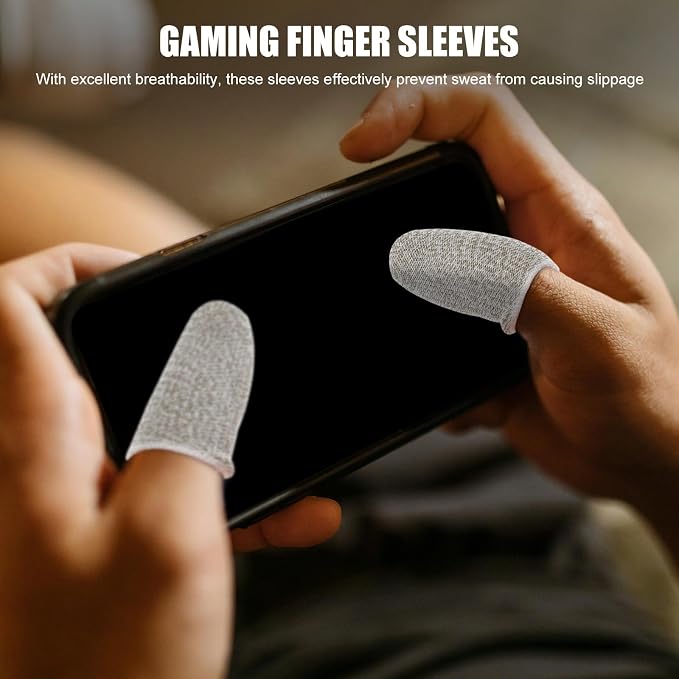 PartyKindom 10pcs Gaming Finger Sleeves for Mobile Gaming Breathable Cotton and Chinlon Material Comfortable Fit Thumb Guards Anti-Sweat Finger Covers for Better Control and Precision - Image 6