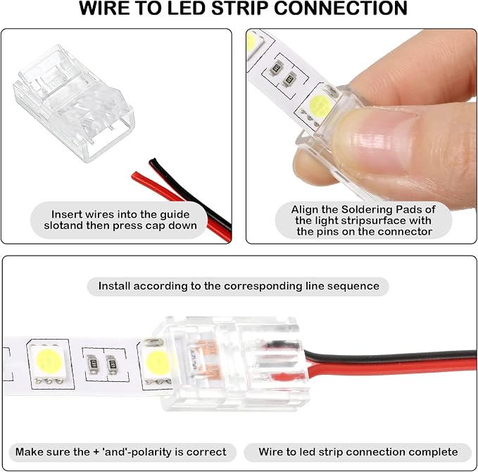 Flutesan 20 Pcs 2 Pin 8 mm LED Strip Connector RGB Lights - Image 6