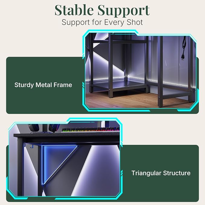 43" L Shaped Gaming Desk Reversible Corner Desk for Home Office - Image 5