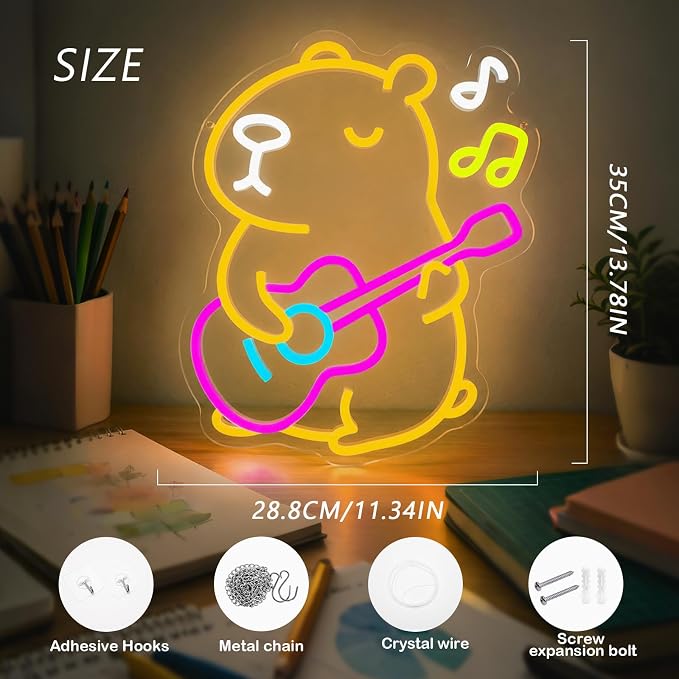 Capybara Neon Sign Animal Neon Light LED Neon Capybara Light for Wall Decor - Image 2