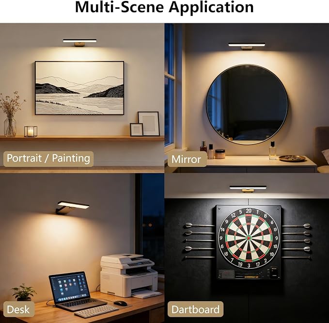 Kitloo Picture Lights for Wall, 6000mAh Rechargeable Battery Powered, Remote Control Wall Sconces with 3 Colors & Dimmable, LED Art Lights for Paintings, Gallery, Dartboard - Image 7