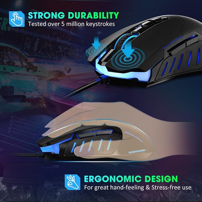 Wired Gaming Mouse, Computer Mouse Wired RGB LED for PC Laptop Gamer - Image 2