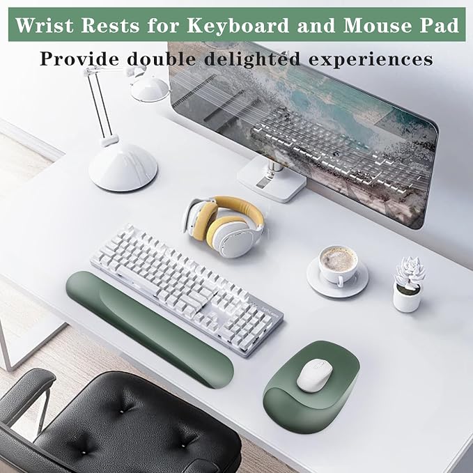 Wrist Rest for Keyboard and Mouse, Ergonomic Gel Computer Keyboard Wrist Rest with Memory Foam, Keyboard Wrist Support Pad for Long Hours of Work, Gaming, Studying-Relieve Wrist Pain - Image 5