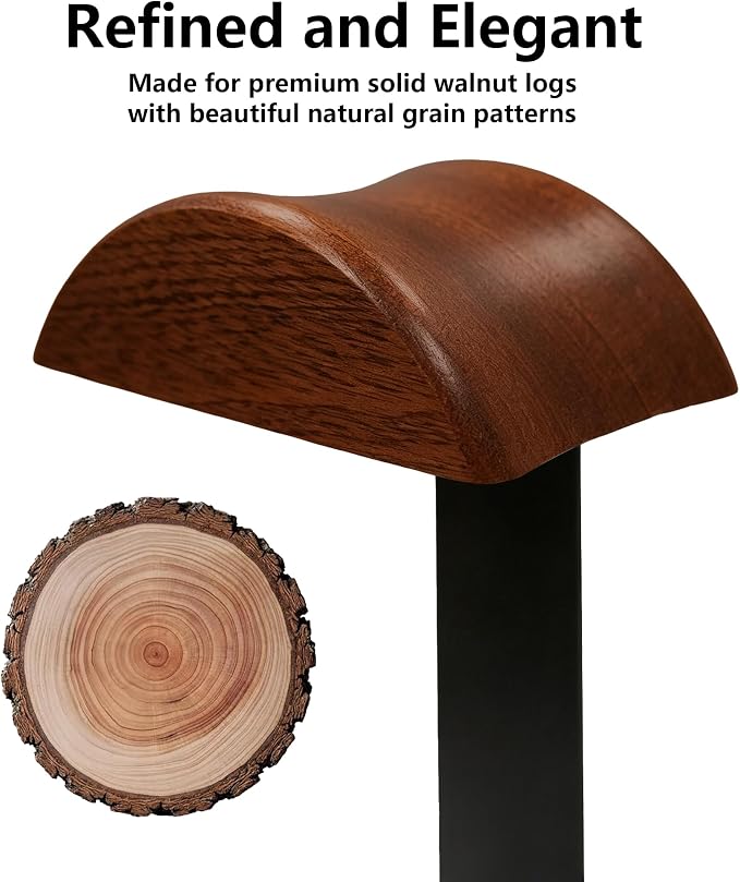 Wooden Headphone Stand for Desk,Controller Stand for Desk with Storage Base | Controller and Headset Stand,Headset Holder with Gaming Controller Holder (Walnut) - Image 4