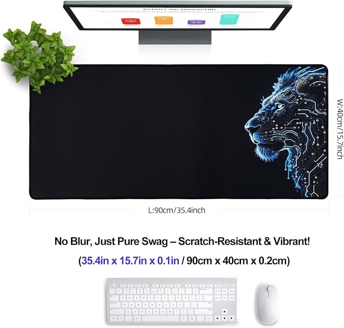 XXL Gaming Mouse Pad 35.4x15.7 Professional Large Mouse Pad & Computer Game Mouse Mat-90x40 Lioncmh - Image 2
