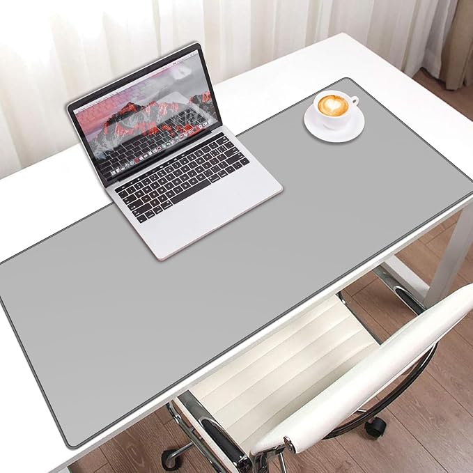 JIALONG Desk Mat - Large Desk Pad, Gaming Mouse Pad, Office Desk Protector with Anti-slip Base, Anti-wear Personalized Design, Mousepad in Mid-Grey - Image 7