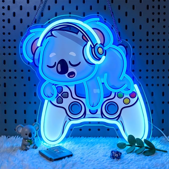 Koala Gaming Neon Sign 12.7x12.5in,USB LED Wall Decor with Dimmer by YourVibeYourNeon
