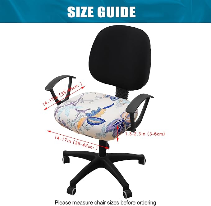 Smiry Stretch Printed Office Computer Desk Chair Seat Covers | Stretch Fit, Soft Fabric Universal Rotating Chair Cover, Washable Removable, Anti-Dust Seat Cushion Protector - Image 4