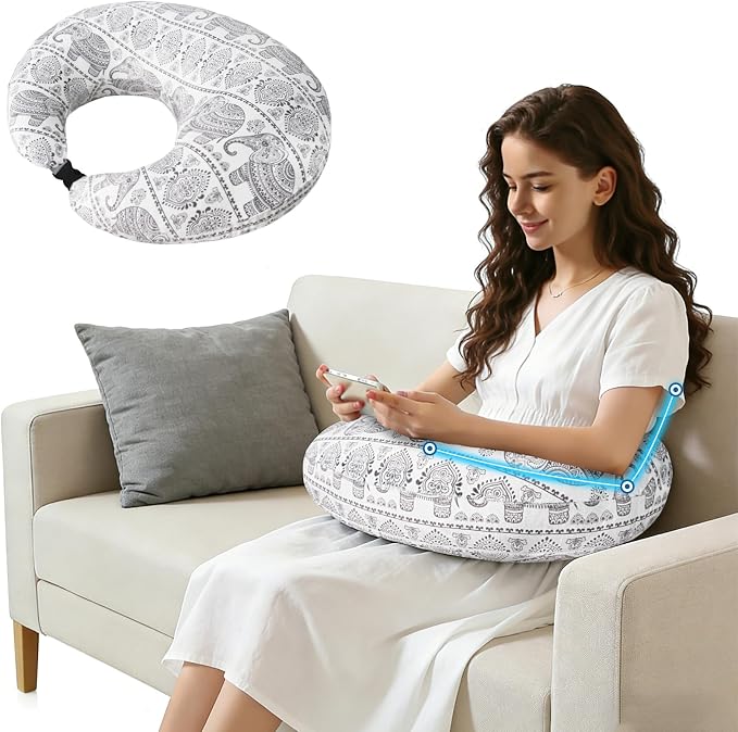 Crafting Pillow for Crocheting, Crochet Pillow for Lap Support, 12 Fun Print Styles, Ergonomic Arm Support, For Bed, Floor, Chair Comfort, Pain Relief and Fatigue for Gaming and Woking (elephant) by Unknown