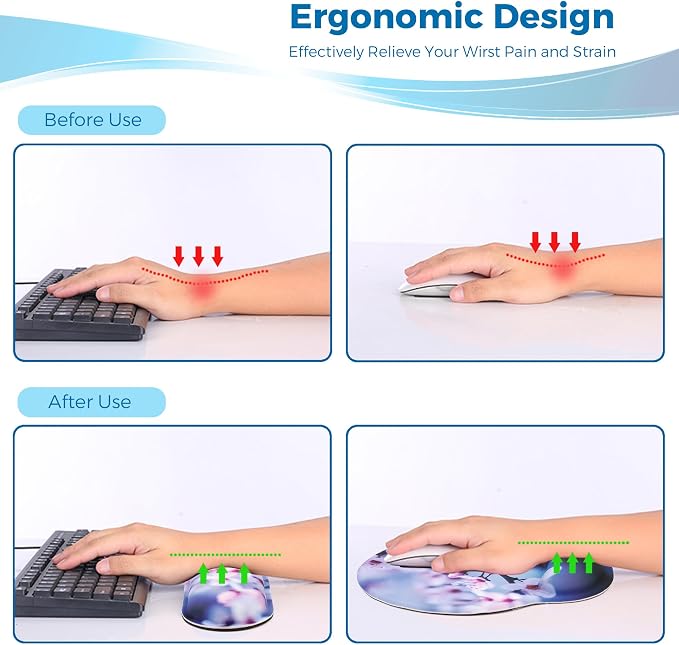 Mouse Pad and Keyboard Wrist Rest Support,Ergonomic Mouse Pad Set - Image 6