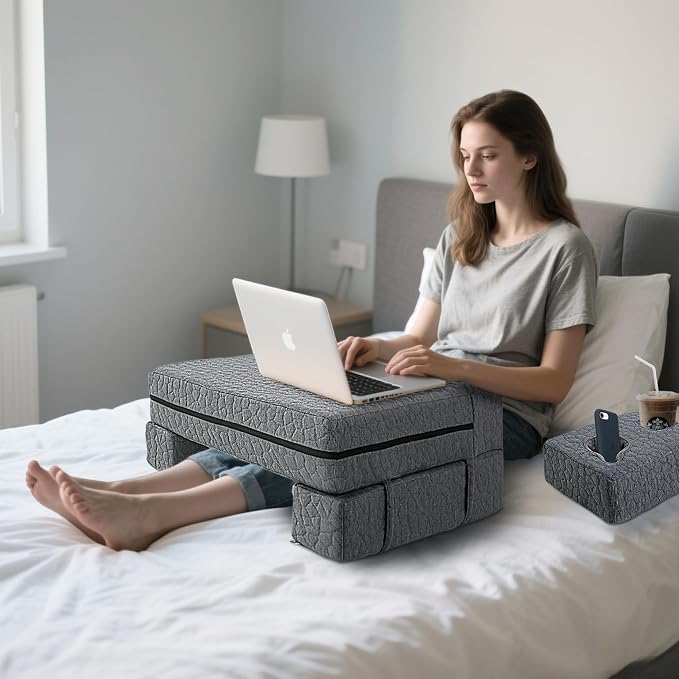 Extra Large Reading & Gaming Pillow with Coaster, Lap Desk Pillow for Laptop for Adult, Memory Foam Bed Desk for Working, Gaming, Reading & Writing Laptop Desk for Couch Bed Floor - Image 6