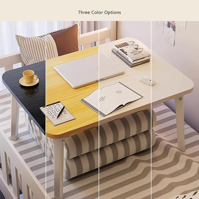 Foldable Laptop Desk for Bed, Bed Laptop Table, Foldable Portable Lap Bed Tray, 23.6 Inch Floor Table for Drawing, Reading and Writing, Oak - Image 4
