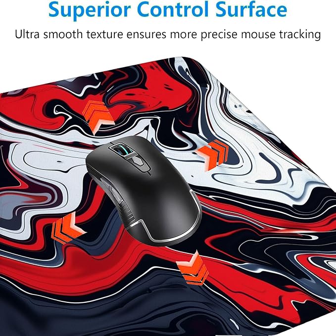Red Marble Fluid Gaming Mouse Pad Desk Pad Abstract Black White Mousepad XL Large Gaming Mouse Pad Laptop Keyboard Mat Desk Pad Office Home Decor for Women Girl 31.5"x11.8" - Image 5