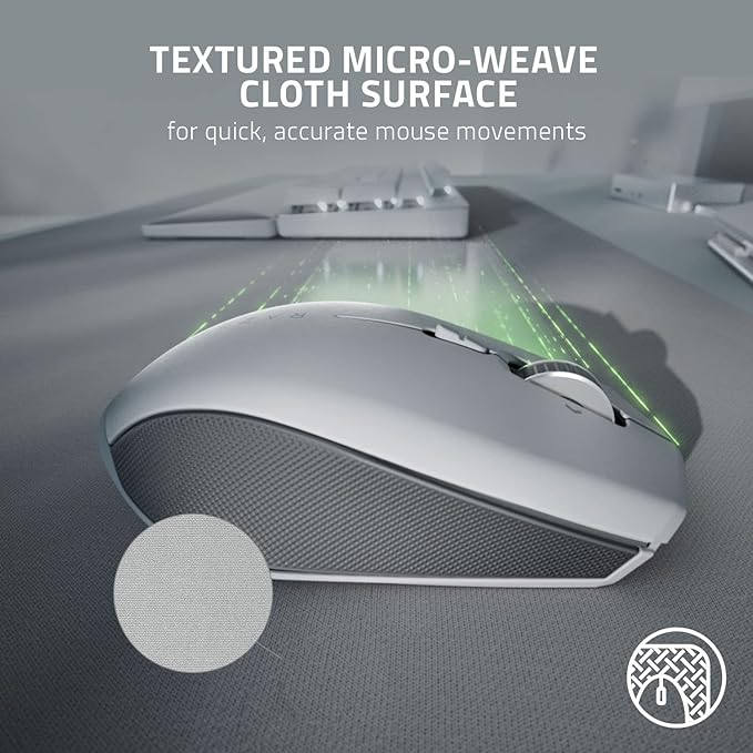 Razer Pro Glide Soft Mouse Mat, Textured Micro-Weave Cloth, White, XXL | Thick, High-Density Rubber Foam, Anti-Slip Base - Image 3
