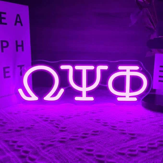 Psi Phi Fraternity Neon Signs for Wall Decor,Dimmable Led Greek Lettering Psi Phi Decor,USB Powered Fraternity Gifts for Man Cave Kids Room Bedroom Bar Birthday Gifts(11.8 * 4in） by Unknown