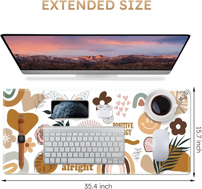 iCasso Desk Mat,Large Gaming Mouse Pad,XXL Desk Pad,Sticker | Stable Rubber Base Mousepad with Stitched Edges,Computer Keyboard Mat for Work Office Home - Image 2