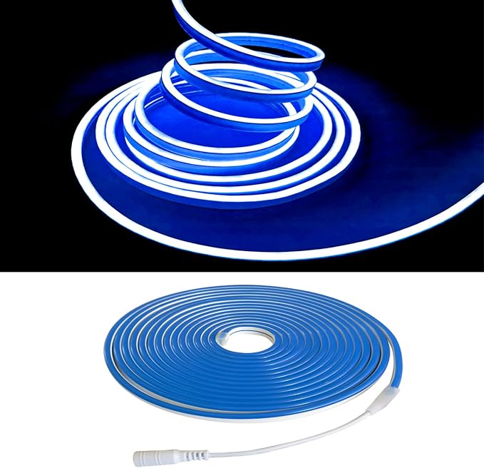Blue Neon LED Strip Lights, 16.4ft 12V Waterproof Flexible Light for Indoor/Outdoor Decoration (Includes Power Adapter) - Image 2