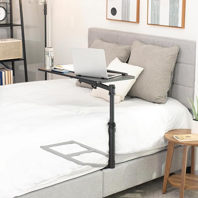 Height Adjustable Under Mattress 30 inch Bedside Desk, Works with Lofts and Beds Without Frames, Tilting Desktop, Fits Laptops, Books, and More, Black - Image 9