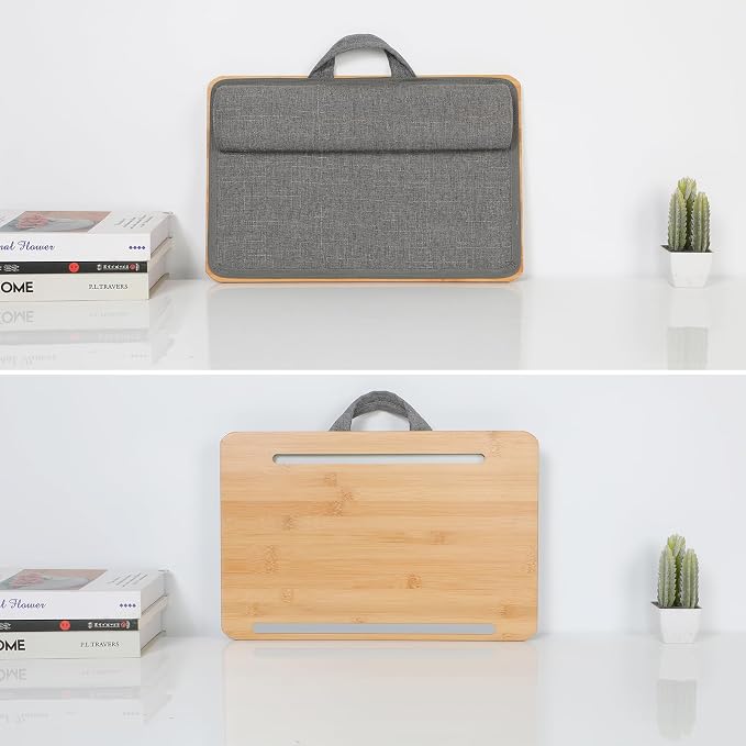 SUMISKY Portable Laptop Desk with Cushion and Phone Holder Bamboo Laptop Stand for Sofa Fits Up to 14 Inches - Image 2
