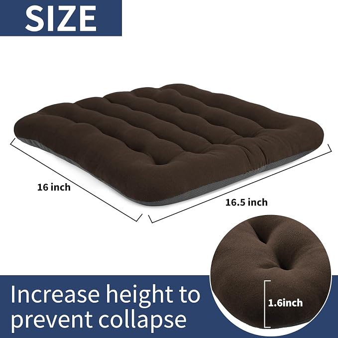 BUYUE Good Support Office Chair Cushion Padded, Soft Velvet Comfortable Non-Slip Seat Cushion for Computer Desk Kitchen Chair (1 Count, Brown) - Image 2