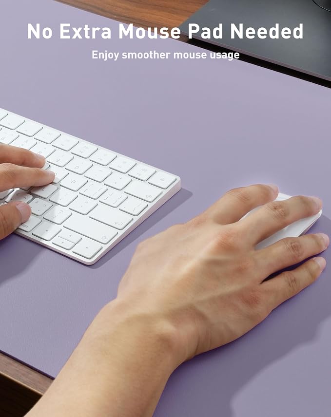 Aothia Faux Leather Desk Mat - Large Mouse Pad, Non-Slip PU Leather Blotter, Waterproof Writing Surface for Office and Home (Lavender, 42" x 17") - Image 4