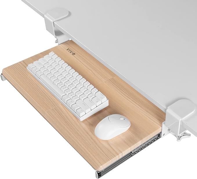 VIVO Small Clamp-on Computer Keyboard and Mouse Under Desk Slider Tray, 20 x 11 inch Pull Out Platform Drawer, Light Wood, MOUNT-KB05ES-A by Unknown