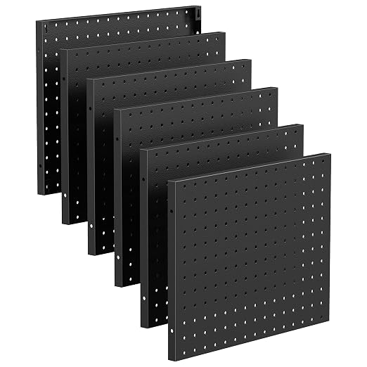 Peg Board 6 Pcs 15.7'' x 11.8'' Metal Pegboard Organizer Wall Control Peg Board Panels for Gaming Setup Garage Craft Room Office Kitchen, Black (No Accessories) - Image 9
