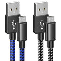 6amLifestyle 2 Pack 10ft PS4 Controller Charging Cable,Micro USB Braided Cord Compatible with PlayStation 4 DualShock 4, PS4 Slim/Pro, Xbox One S/X, Android Phones, Kindle, Black & Blue by 6amLifestyle