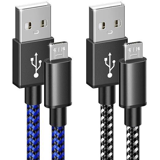 6amLifestyle 2 Pack 10ft PS4 Controller Charging Cable,Micro USB Braided Cord Compatible with PlayStation 4 DualShock 4, PS4 Slim/Pro, Xbox One S/X, Android Phones, Kindle, Black & Blue by 6amLifestyle