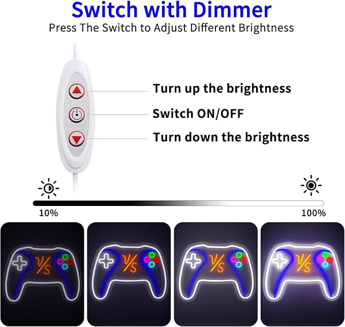 VS Gamepad Neon Sign - Dimmable USB Powered LED Light - Image 2