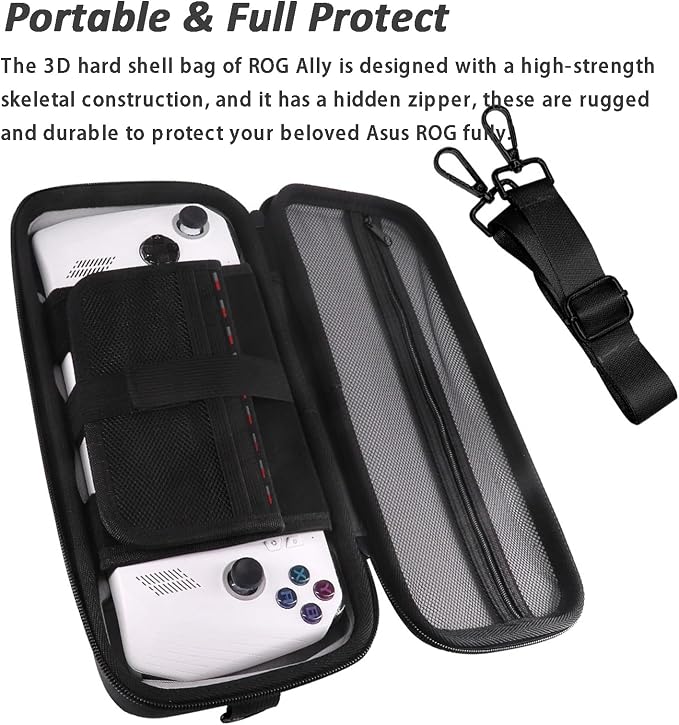 Miimall EVA Hard Travel-Friendly Large Capacity Case with Portable Strap for Asus ROG Ally X/Ally Handheld Accessories Black - Image 6