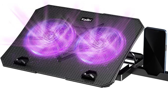 KeiBn Upgrade Laptop Cooling Pad, KeiBn Laptop Cooler 2 Fans for 10-15.6 Inch Laptops, 5 Height Stands, 2 USB Ports (S039-Purple) by KeiBn-BornforyouBurntoever