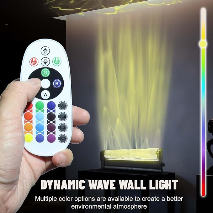 24W RGBW Water Ripple Wall Light 16 Colors, Remote Control, Water Wave Projection Wall Light Versatile for Home, Gaming & More -16"*2.4" - Image 2
