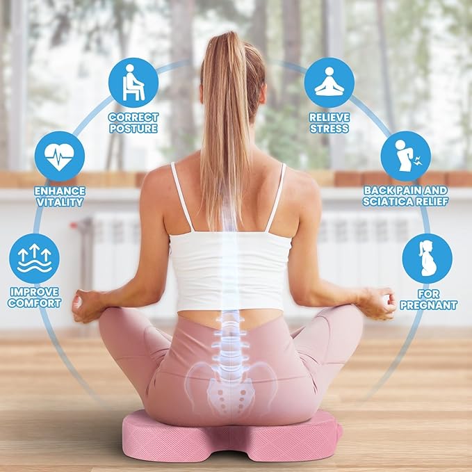 TushGuard Seat Cushion, Memory Foam Office Chair Cushion - Pink, XX-Large | for Car Seat, Airplane, Desk Chair - Sciatica & Hip & Coccyx Pain Relief Cushion for Long Sitting Office Workers, Car Drivers - Image 4